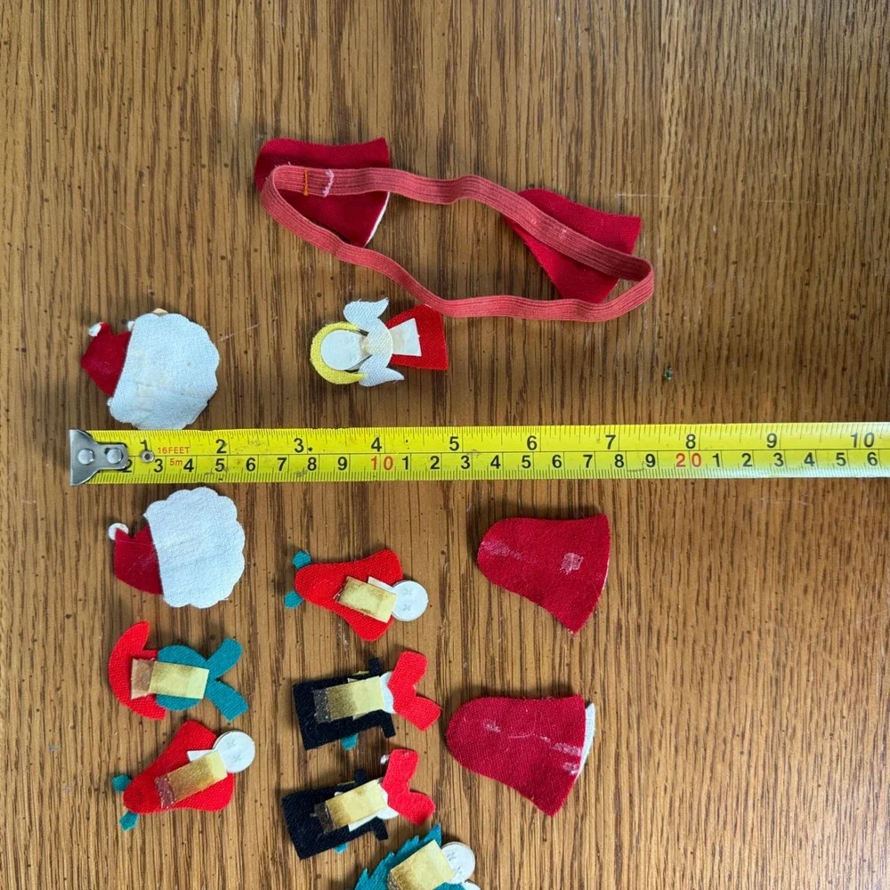 MCM Vintage Christmas Felt Ornaments Santa Angel‎ Bell Elf Figurine Craft Lot